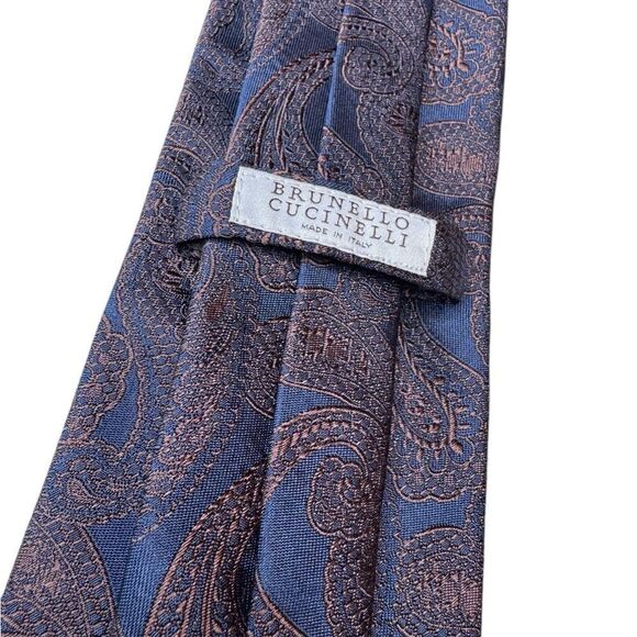 NWT Brunello Cucinelli Self-Tie Paisley Silk Tie - Picture 4 of 5